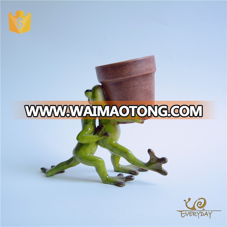 High Quality Resin Tabletop Office Desk A Planter Pot Old Stone Frog Shape 5 Inch Flower Pot