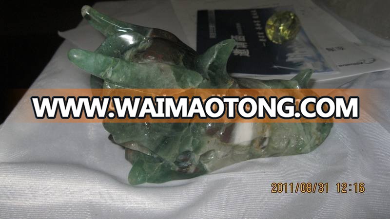 wholesale charming green fluorite crystal dragon skull head