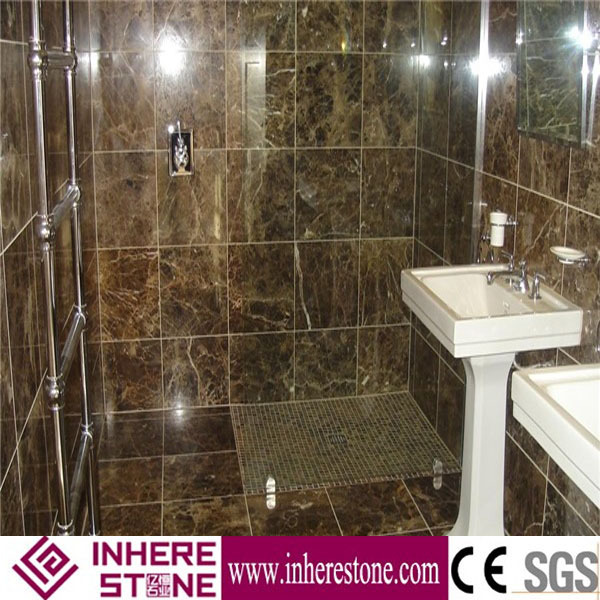 Brown Marble Dark Emperador Design in Bathroom