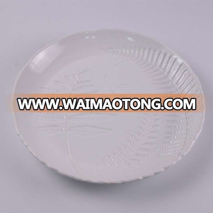 Factory sale round leaf shape ceramic plates