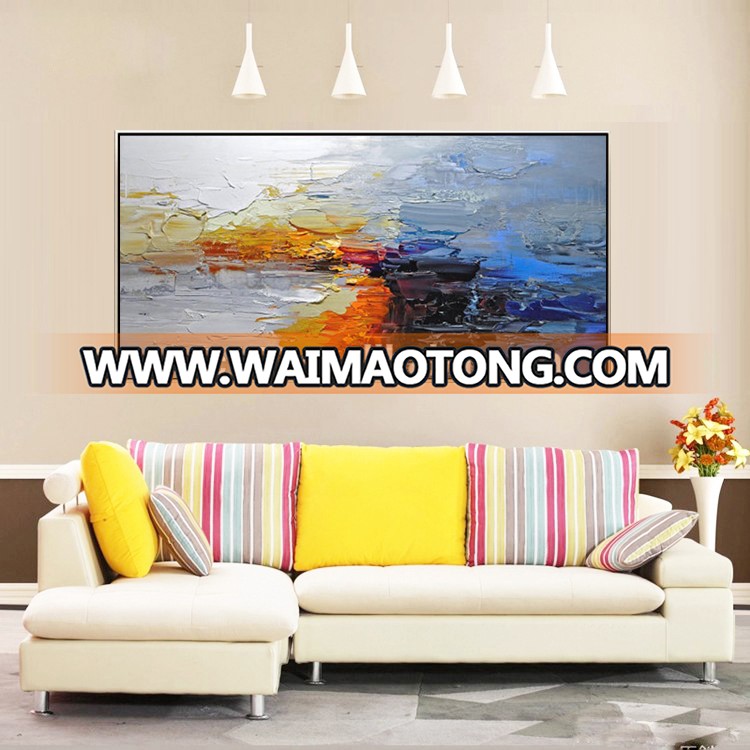 beautiful natural scenery wall art city in the water abstract knife canvas oil painting