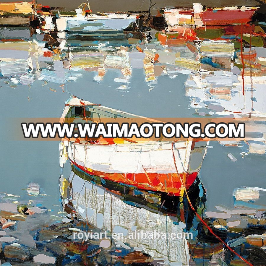 Handmade Thick strokes abstract boat knife oil painting on canvas for sell