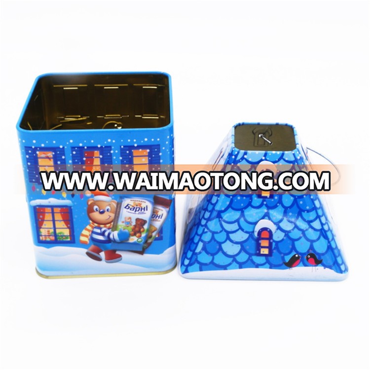 fancy house shape Christmas gift tin box ,christmas gift packaging tin box