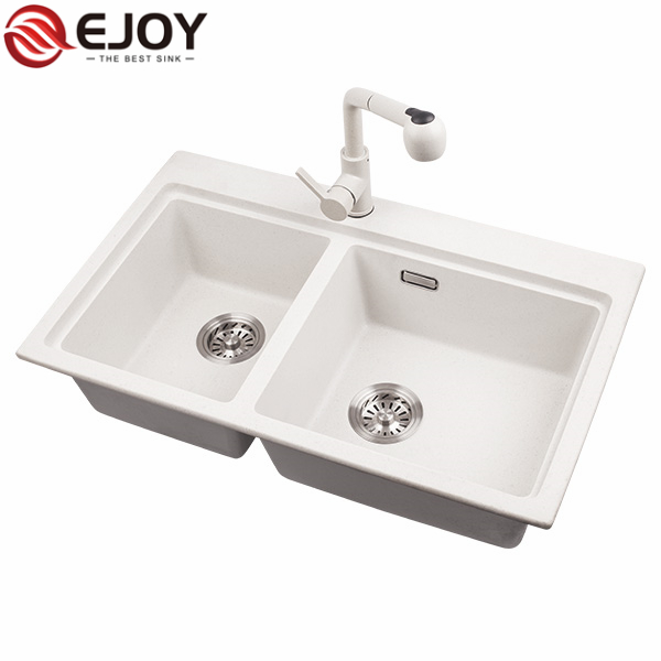 Ejoy High Quality Customized double bowl kitchen granite sink FQ810