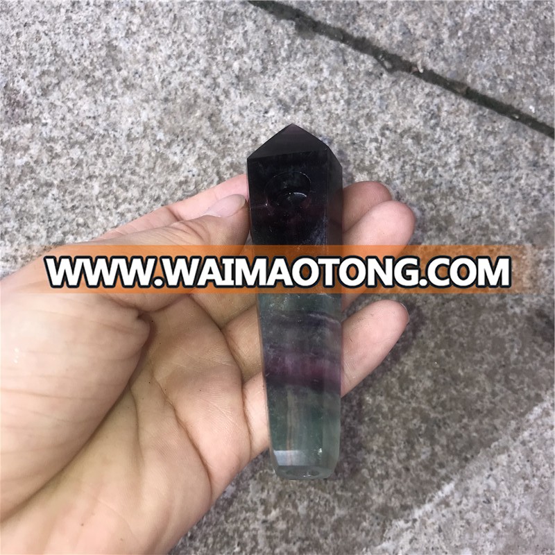 Wholesale natural beautiful colours fluorite crystal tobacco smoking pipes quartz crystal smoking pipes for gifts