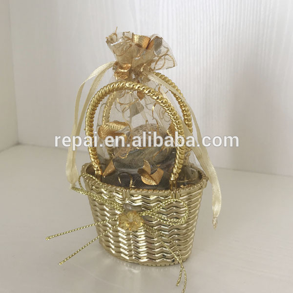 Baby shower favor gold gift bag with ribbon party favor