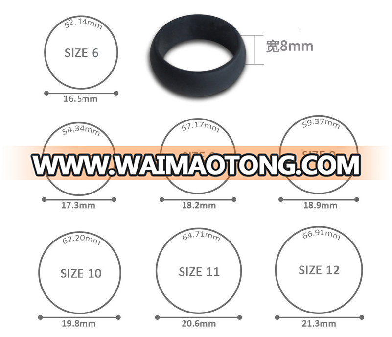 5-pack 8.7mm silicone rings for men custom logo size 7-14