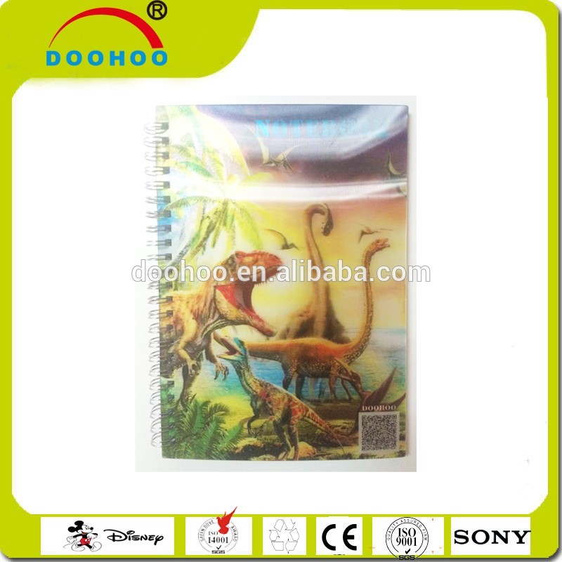 promotional advertising 80 pages model 3d lenticular plastic notebook with 80gsm white paper inside