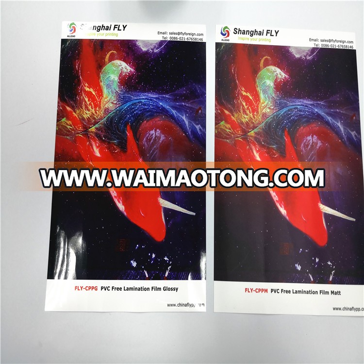 FLY high quality PVC free self adhesive protective cold lamination film rolls, graphic art film