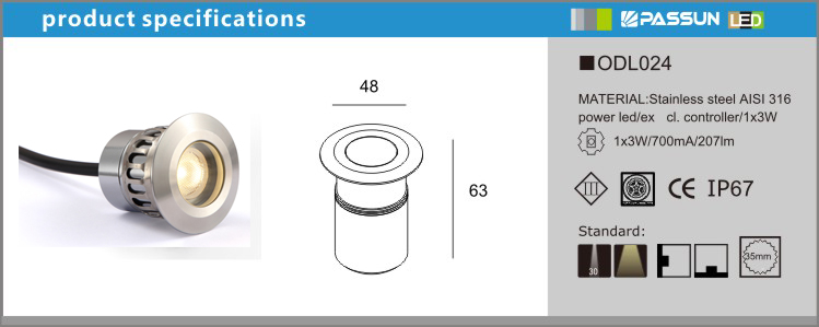 Interior led underground lamps& outdoor small 3W led inground light/Zhongshan Round LED ground buried lamp