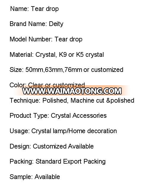 Top quality teardrop water drop clear crystal chandelier prism,chandelier crystal drop