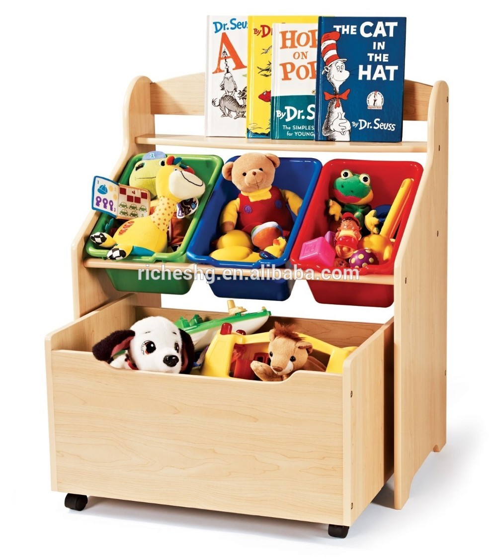 natural MDF toy packaging box, wheeled toy box with lock