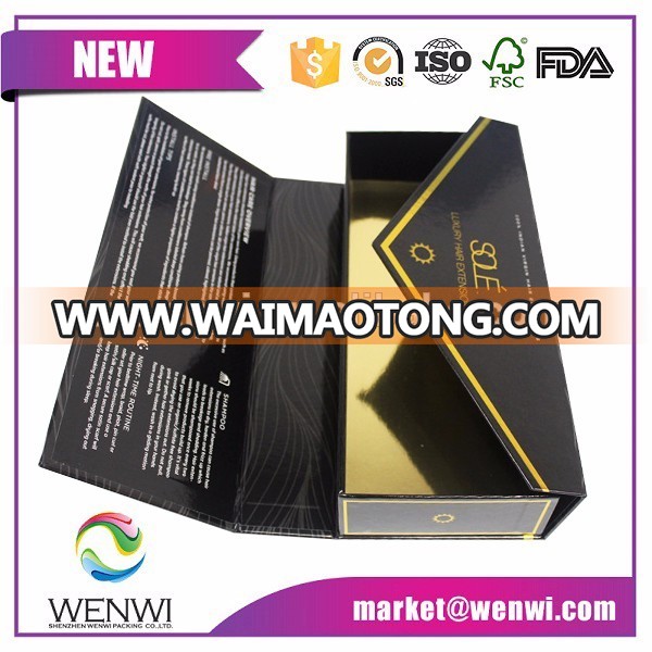 Elegant black magnetic boxes for hair extensions custom