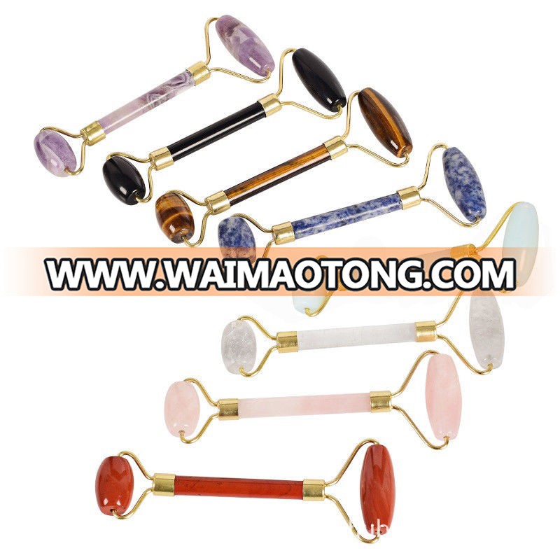 Wholesale All Kinds Jade Quartz Roller Gua Sha Scrpaer Facial Massager Welded Crystal Roller