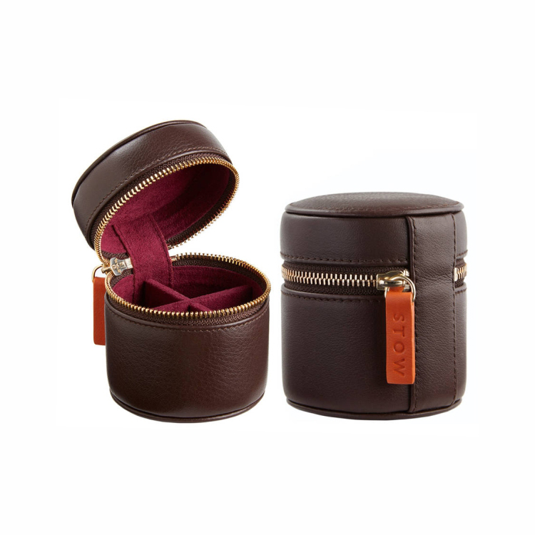 Factory Price Handmade Travel Round PU Leather Box for Watch Custom