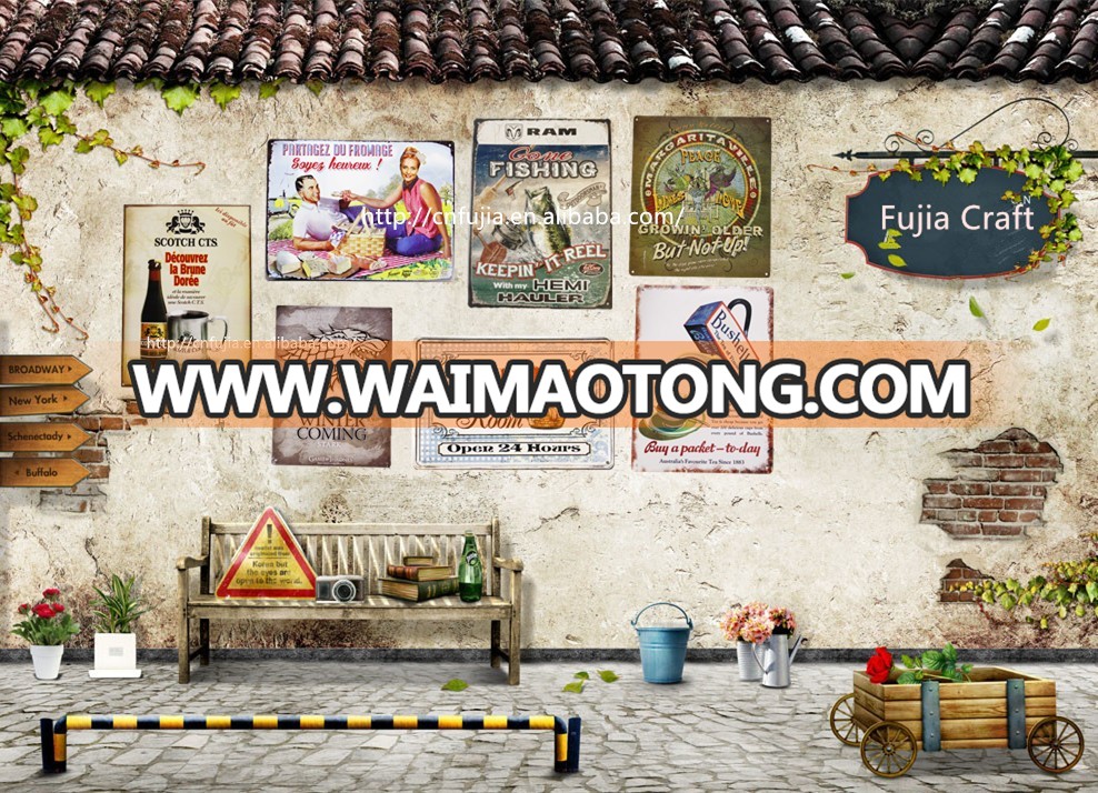 wholesale vintage metal craft for home decoration,retro wall metal tin signs