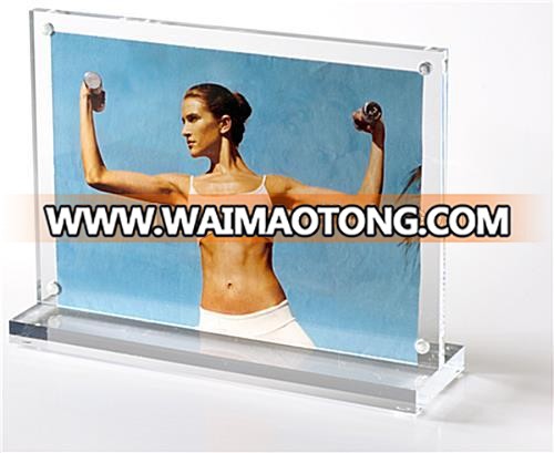 Acrylic T shaped Magnets Photo Frames Countertop Poster Frame