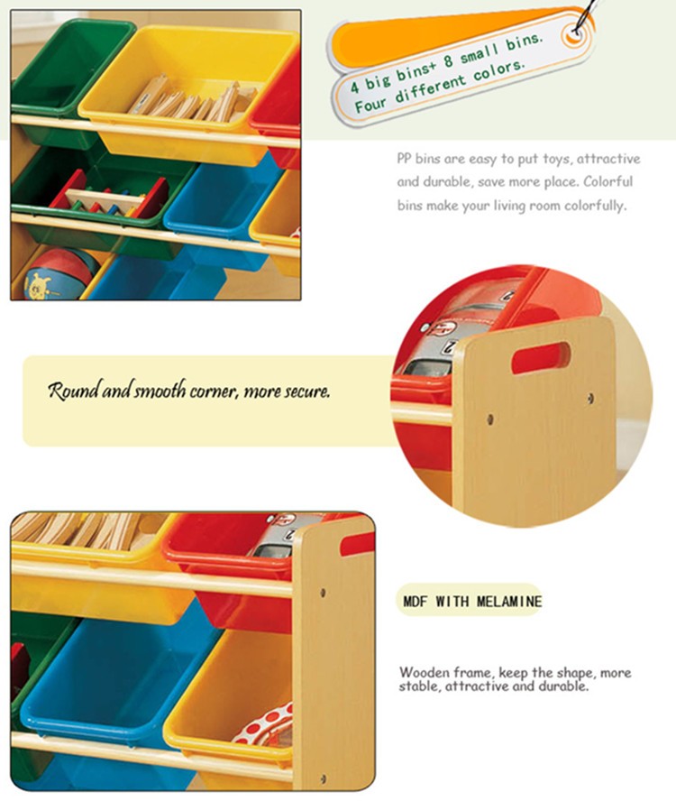 Children Kids Toy Organizer and Storage Bins Wooden