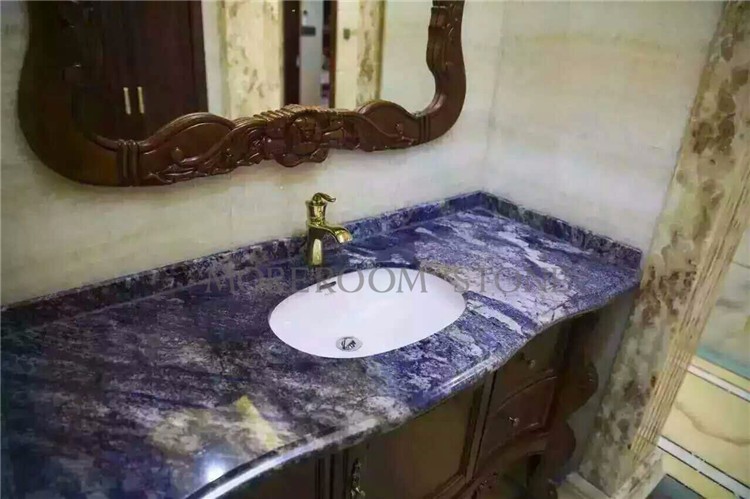 Marble countertop bling blue marble vanitytop Yunfu factory marble price