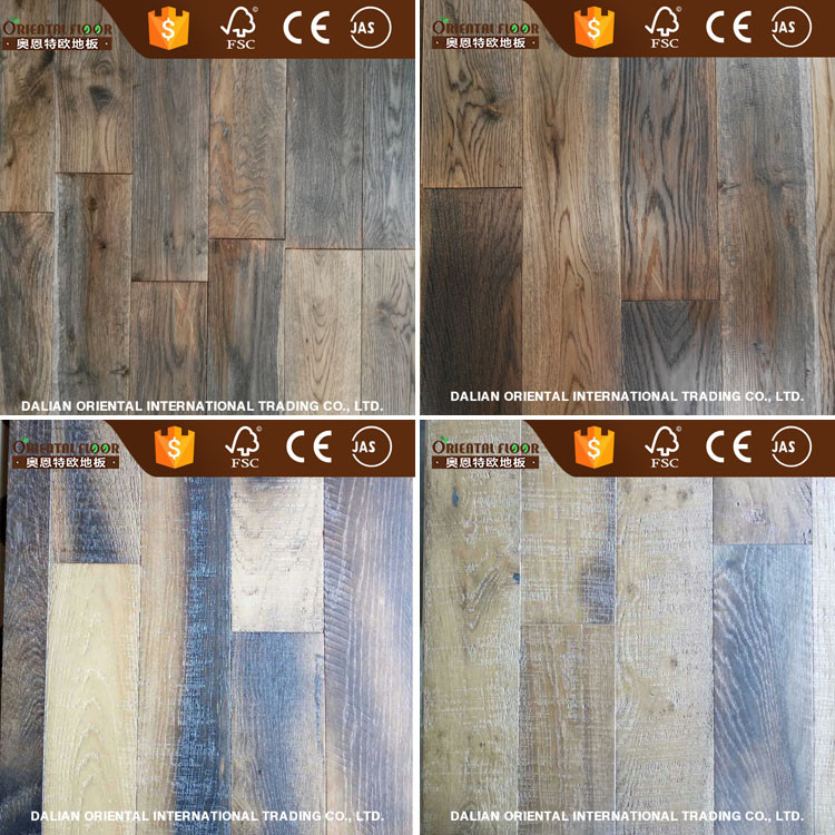 Handscraped and antique color solid oak restaurant flooring