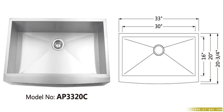 Korea handmade kitchen sink, Custom size stainless steel handmade sink, R5 corner and 160mm strainer