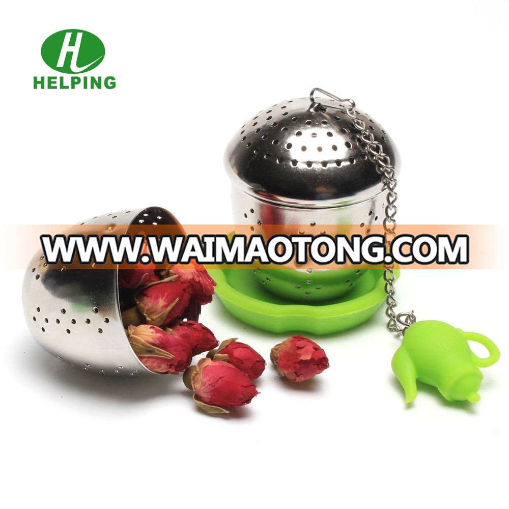 Silicone tea strainer stainless steel tea filter new design silicone tea infuser with chain