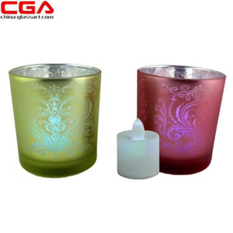 Best selling products color painting glass Candle cup Christmas candle holder