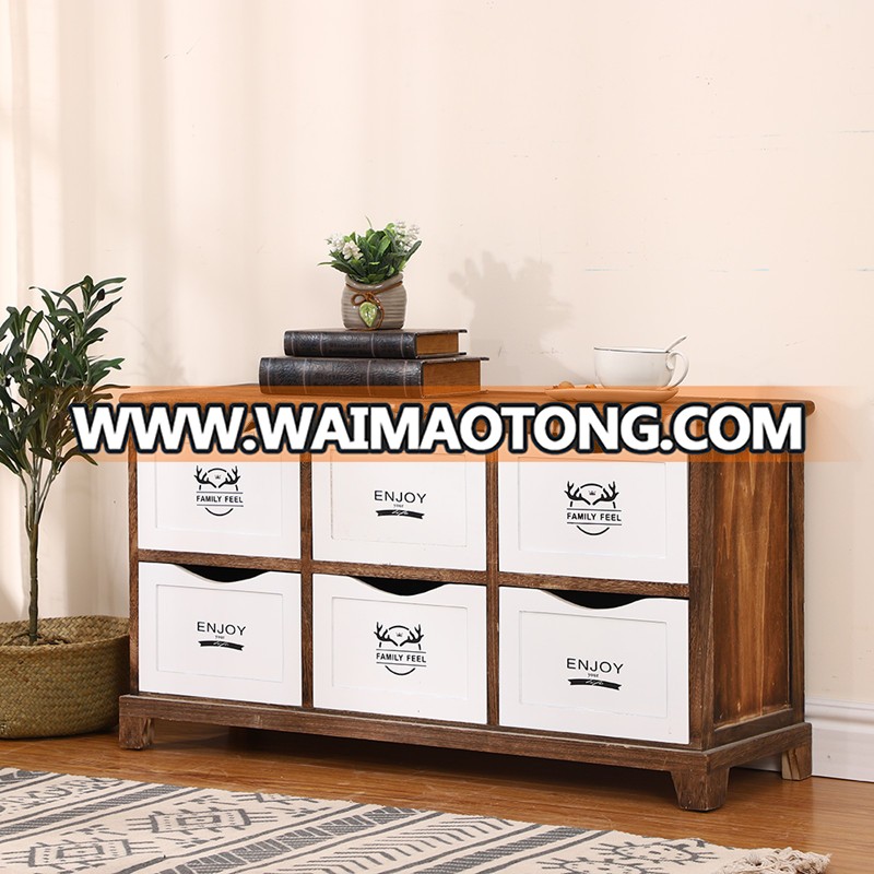 Vintage Style Wood Storage Cabinet Living Room Furniture