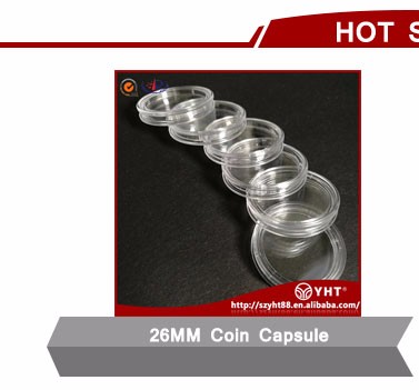 Custom Company Logo Printed 17 to 40.5mm diameter PC Acrylic plastic silver coin gift holder box