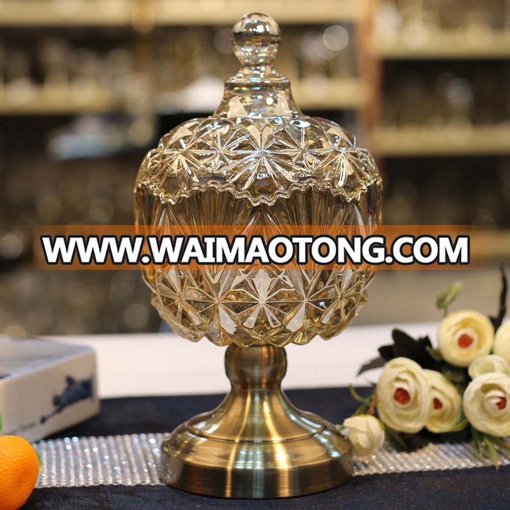 NO C016 wholesale modern style glass candy jar with lid