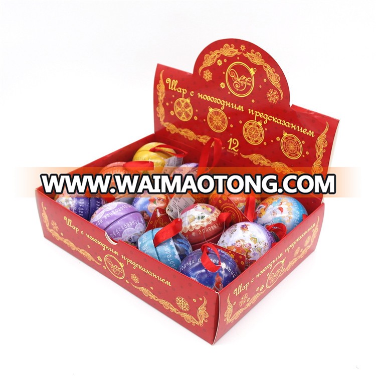 Ball shaped decorative Christmas metal gift tin box