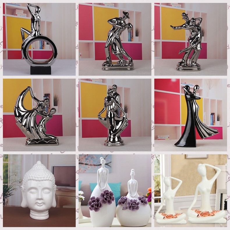 wholesale Contemporary home metallic ceramic sculpture decoration ,silver abstract sculpture