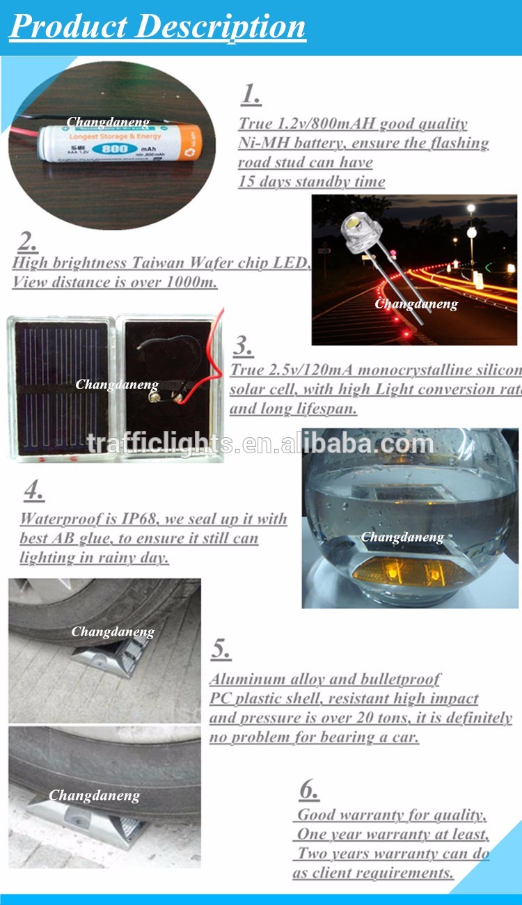 Aluminum alloy shell led solar road stud