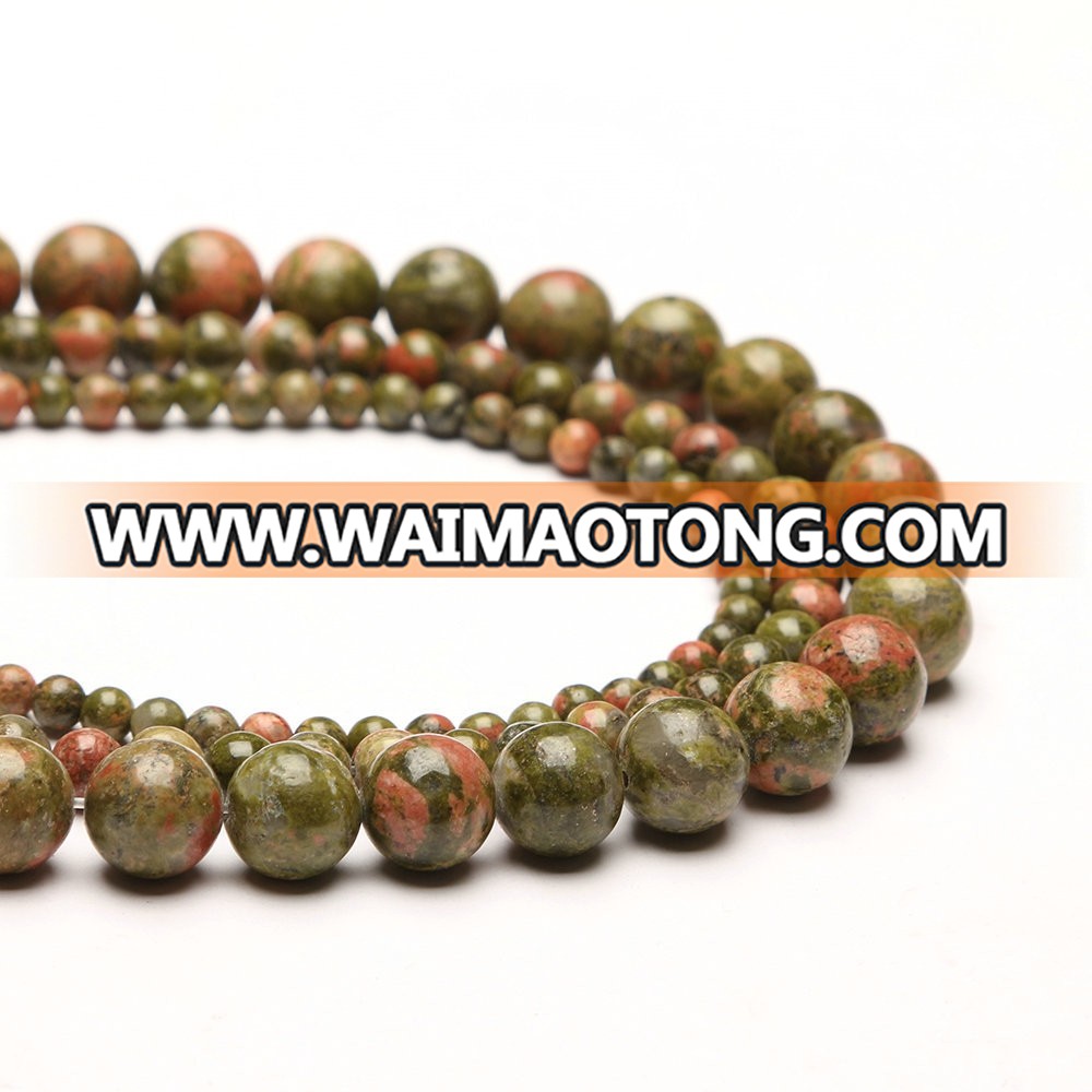 China factory natural unakite 4-12mm stone round beads for bracelet