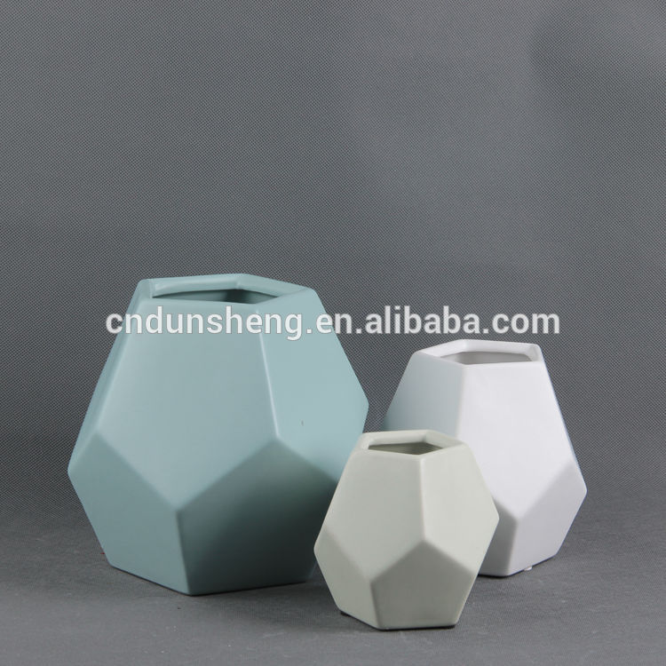 wholesale short diamond home faceted cube vases,set of 3