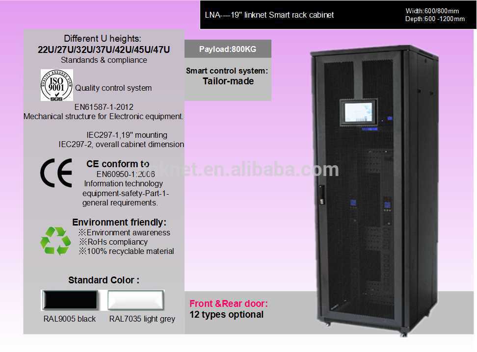 smart PDU+ LED screen+ intelligent lock+19inch 18U 22U 27U 32U 37U 42U 47U data center server rack network cabinet