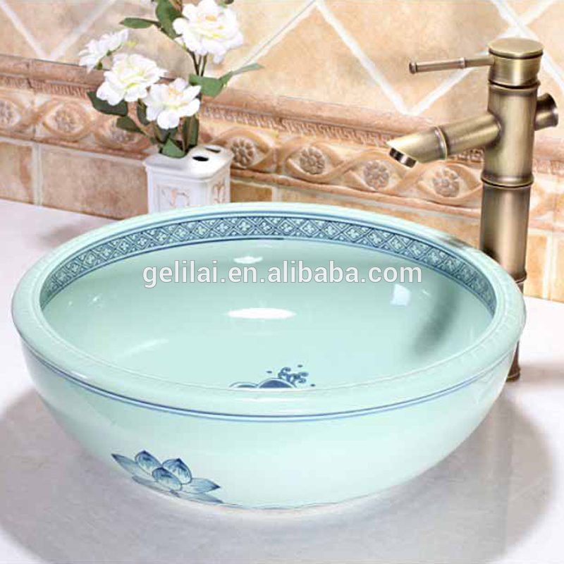 Elegant style round ceramic hand wash basin bathroom sink price