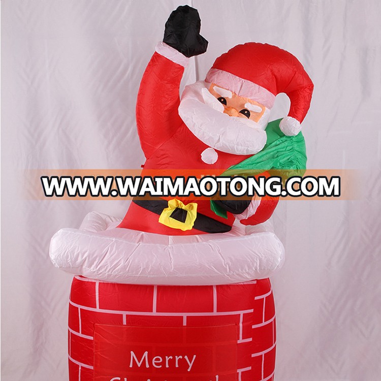 Outdoor Decoration 1.8m Christmas Inflatable Santa Claus Climbing Chimney