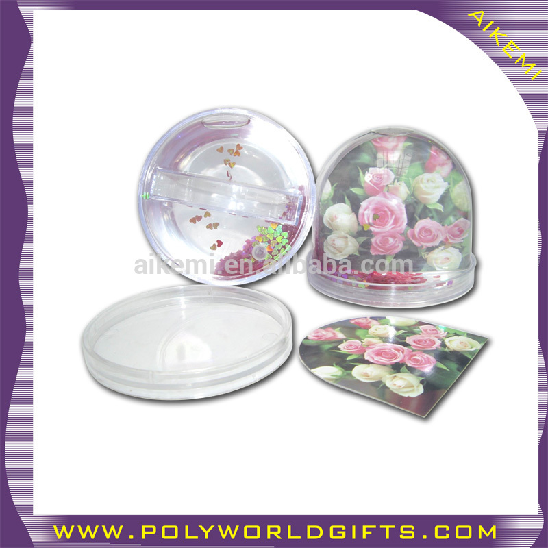 Dia 8.5cm, High 9cm Plastic Snow Globe with Photo insert water ball water dome wate globe