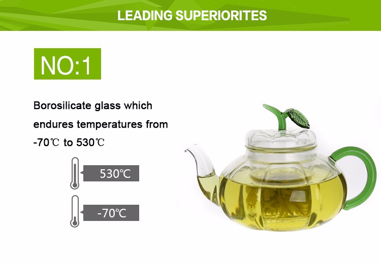 transparent heat resistant with stainless steel infuser glass teapot