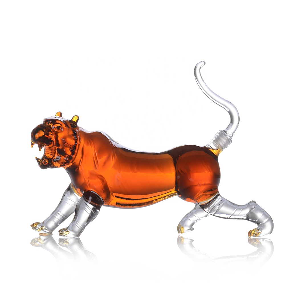 1000ml Animal Shaped Glass Bottle Tiger Shaped Clear Glass Decanter