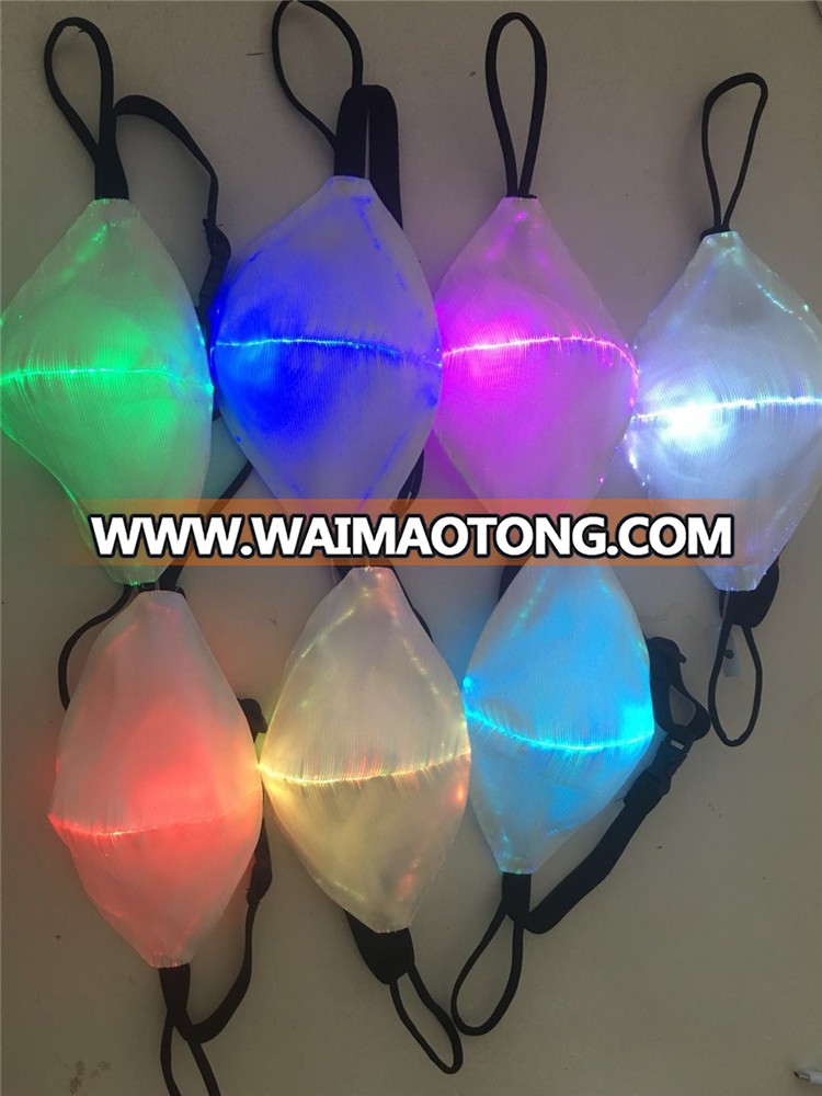 PoeticExst Factory sale 7 Color Lights Changing Waterproof Face Fiber Carnival Light Up Rave Mask