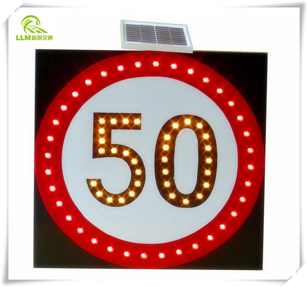 portable road safety warning signage Li battery reflective LED speed limit solar traffic warning sign