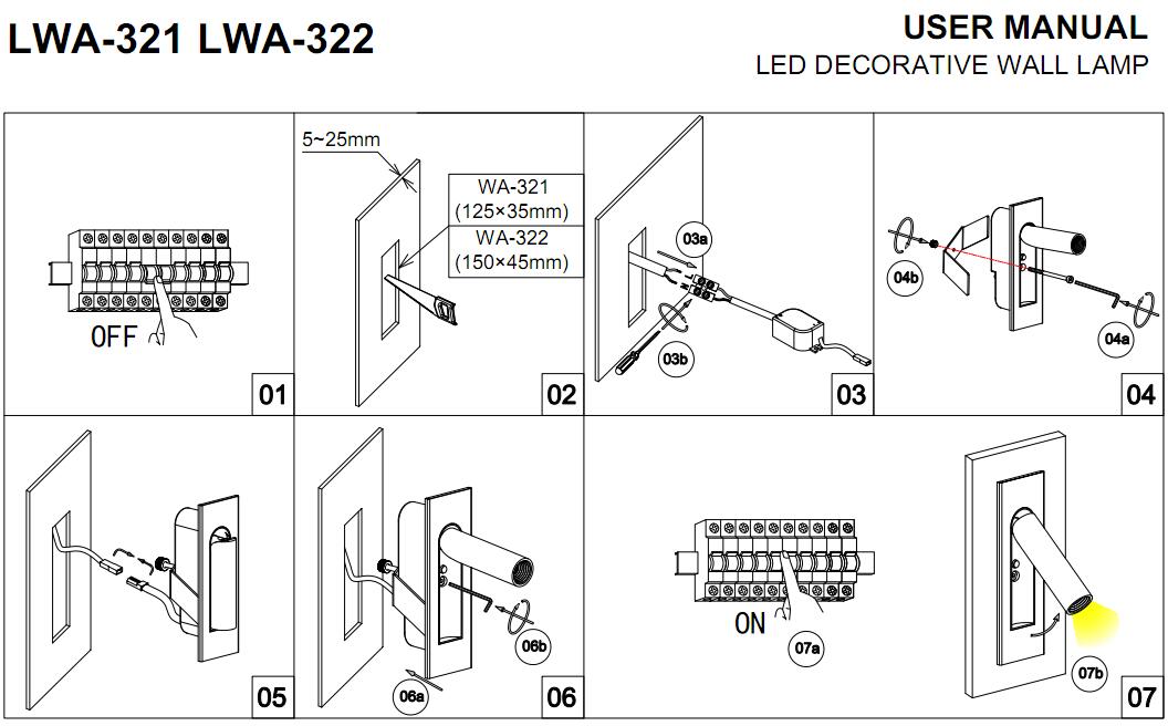 Morden hotel bedroom bed headboard light recessed mounted 3w led reading wall lamp