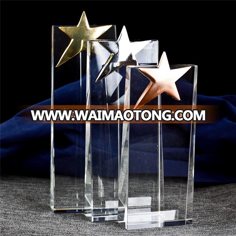 MH-JB088  crystal trophy with five pointed star award medal