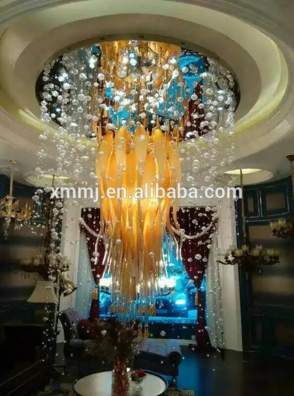 Handmade mouth blown amber glass art murano chandelier luxury