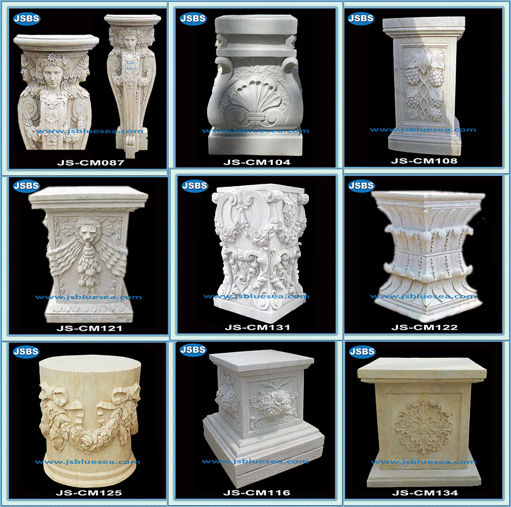 hand carved natural marble decorative column caps