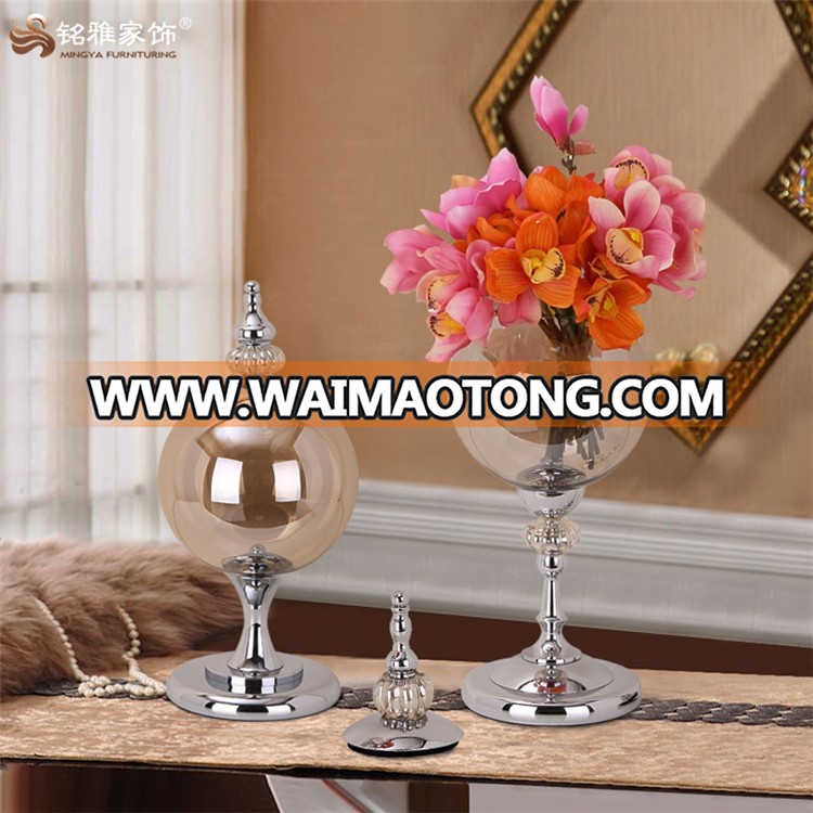 Christmas decoration glass craft pieces round bottle flower vase for hotel