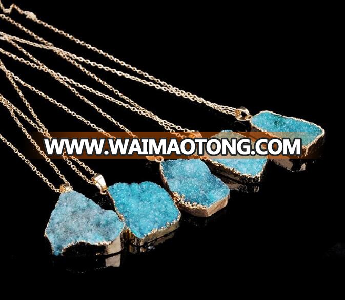 wholesale natural stone jewelry natural geode stone jewelry set