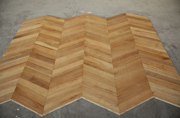 White Oiled Chevron Plank Engineered 45 Degree